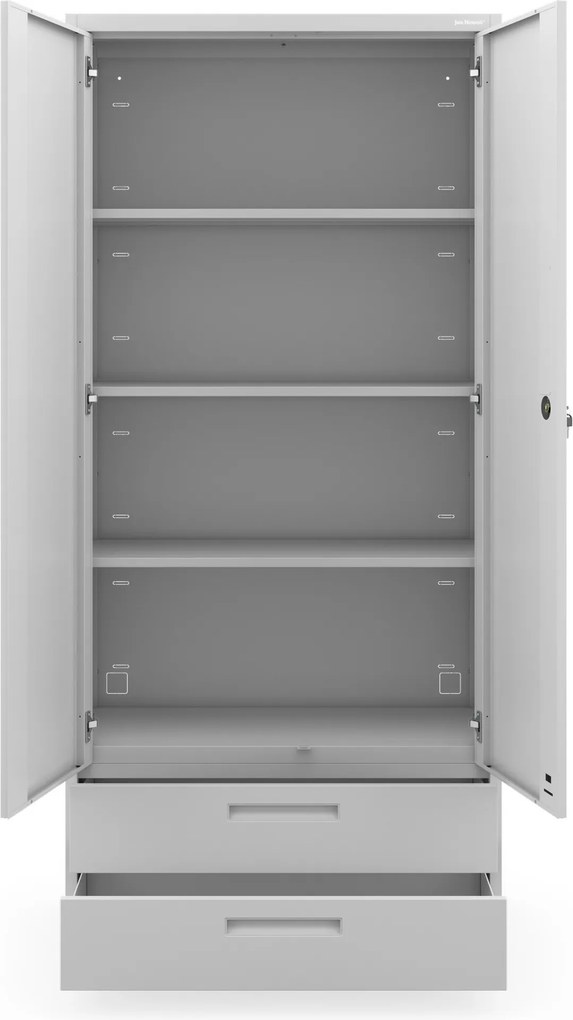 Modulárna kovová multifunkčná skriňa s dvoma zásuvkami sivá MEGAN 1950 x 900 x 400 mm