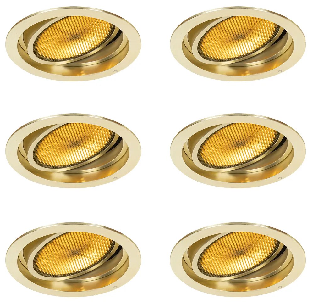 Sada 6 moderných zapustených bodových svetiel zlatá nastaviteľná - Coop 111 Honey