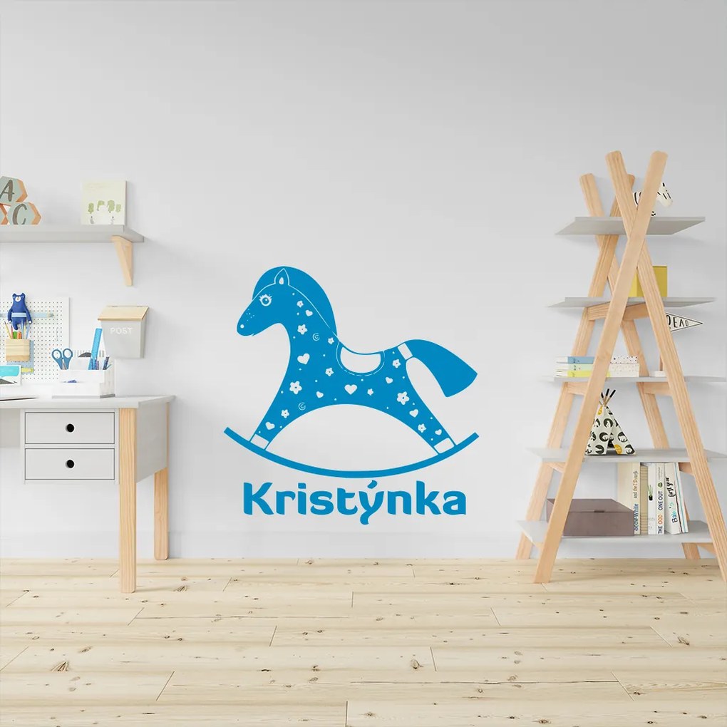 Veselá Stena Samolepka Hojdací koník s menom Farba: oranžová, Veľkosť: 60 x 60 cm