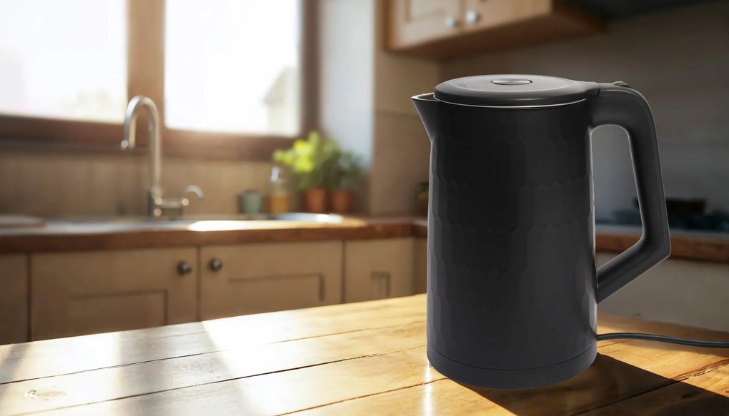 Bauerkraft Bezdrôtová cestovná rýchlovarná kanvica 1500 W 1,8 l otočná čierna