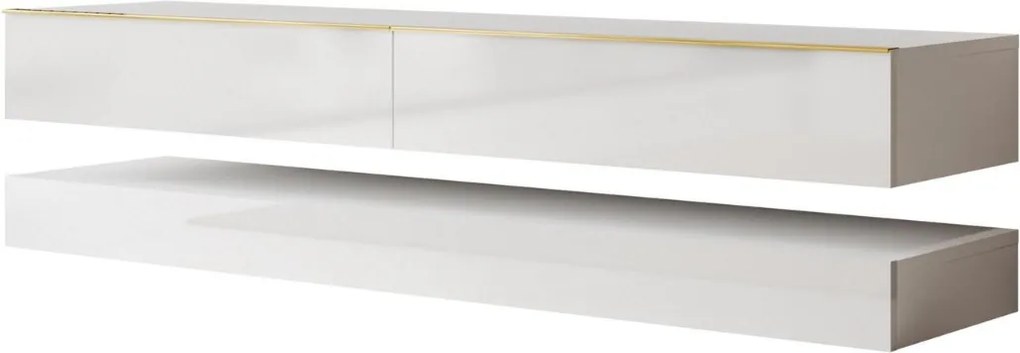 TV STOLIK SALLE BIELY LESK + ZLATÉ ÚCHYTKY 140 cm