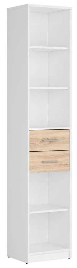 Regál BRW Nepo Plus 26 (biela + dub sonoma) . Akcia -30%. Vlastná spoľahlivá doprava až k Vám domov. 1098376