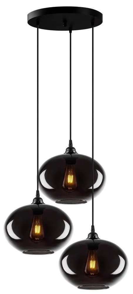 Luster na lanku SMOKED 3xE27/40W/230V