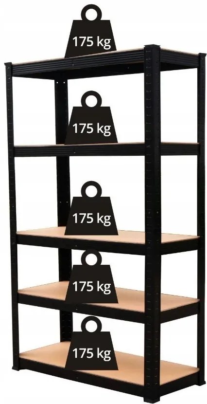 Regál Belt 180 cm čierny