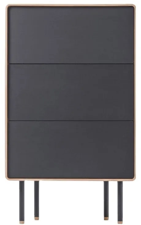 Vysoká komoda z dubového dreva v čierno-prírodnej farbe 60x100 cm Fina - Gazzda