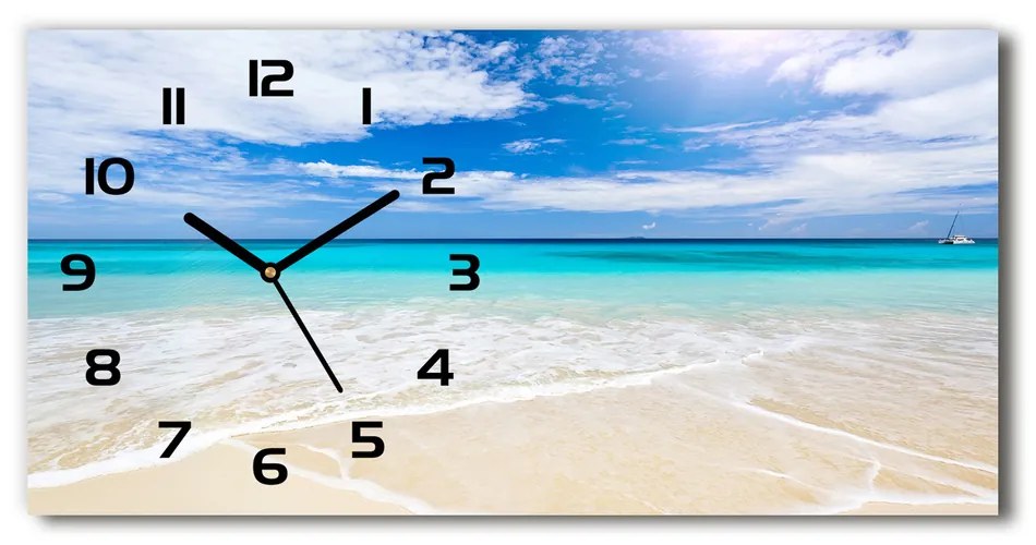 Vodorovné Sklenené hodiny na stenu Tropická pláž pl_zsp_60x30_f_32914566