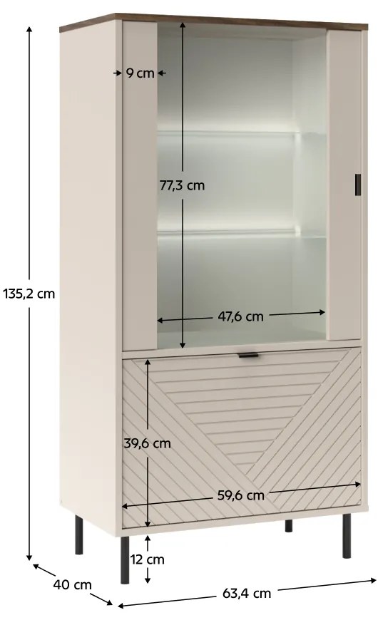 Skriňa EYCO 1D1W, kašmír/dub Castello