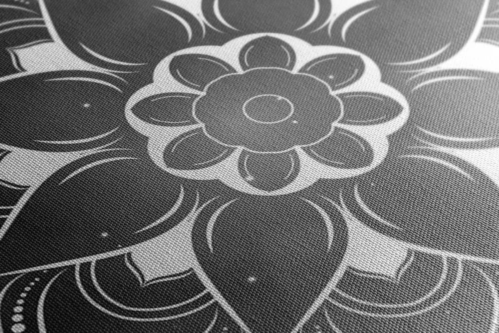 Obraz moderná Mandala s orientálnym vzorom v čiernobielom prevedení - 135x45