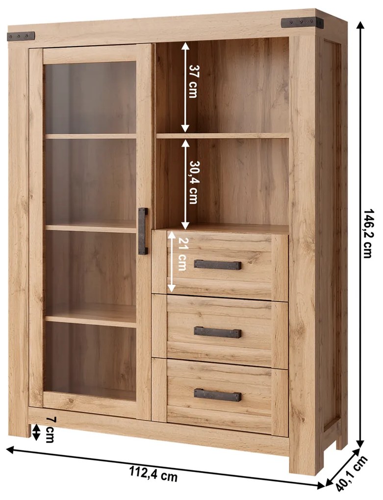 Komoda MORATIZ 1W3S, dub Wotan
