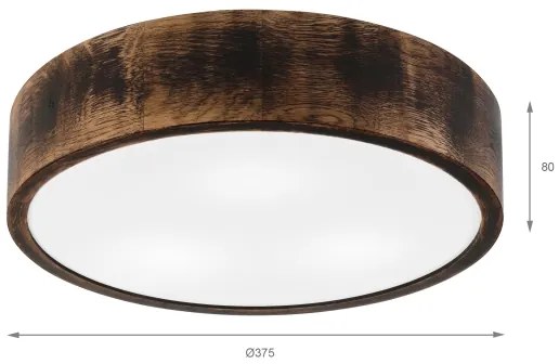 Stropné kúpeľňové svietidlo OAK SMOKY 3xE27/15W/230V IP54, 37,5 cm, dub/hnedá