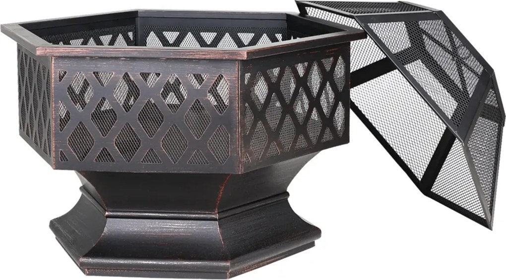 Záhradné ohnisko Hexa 70 cm čierne