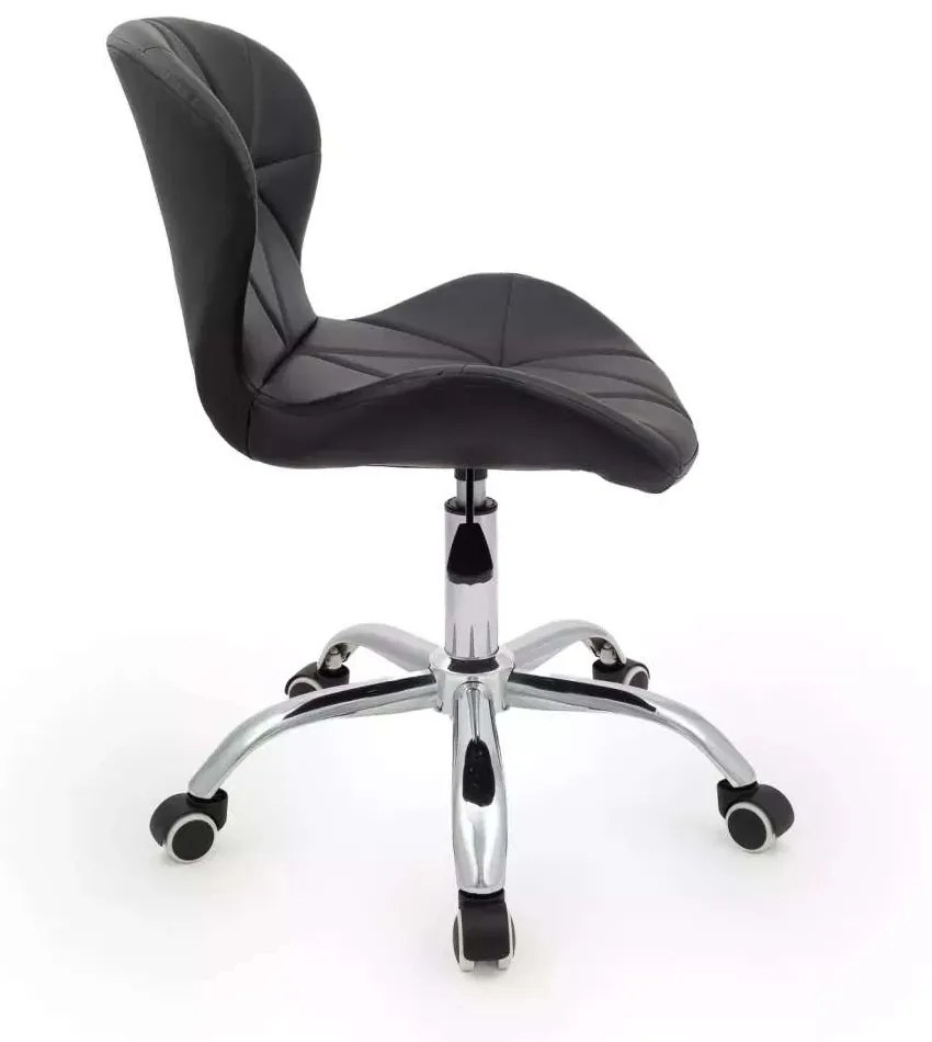 LuxuryForm DESIGN Stolička LIVIO na striebornej podstave s kolieskami - čierna