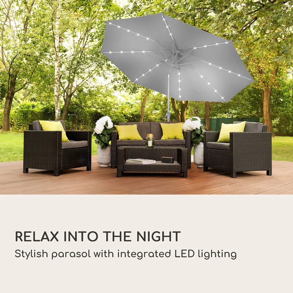 Blumfeldt Calais, slnečník, hliníkový rám, polyester, UV 50, LED svetlo