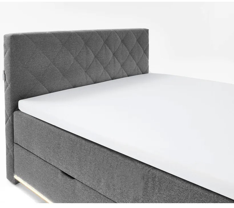 Sivá boxspring posteľ s úložným priestorom 180x200 cm Messina – Meise Möbel