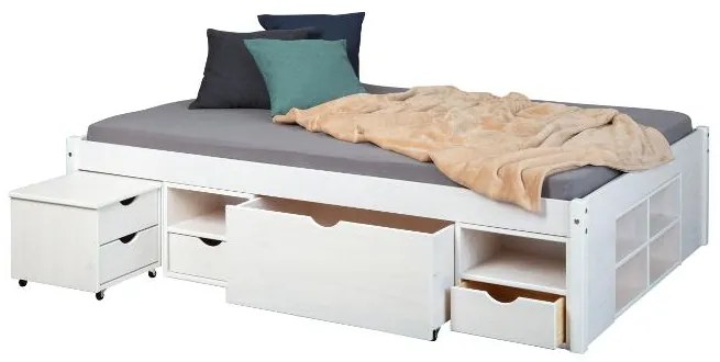 Inter Link Funkčná posteľ s 2 integrovanými nočnými stolíkmi (Till – biela, 140 x 200 cm)  (100180021)