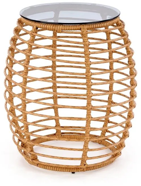 ZÁHRADNÝ RATANOVÝ STOLÍK HANES SO SKLOM 56 cm