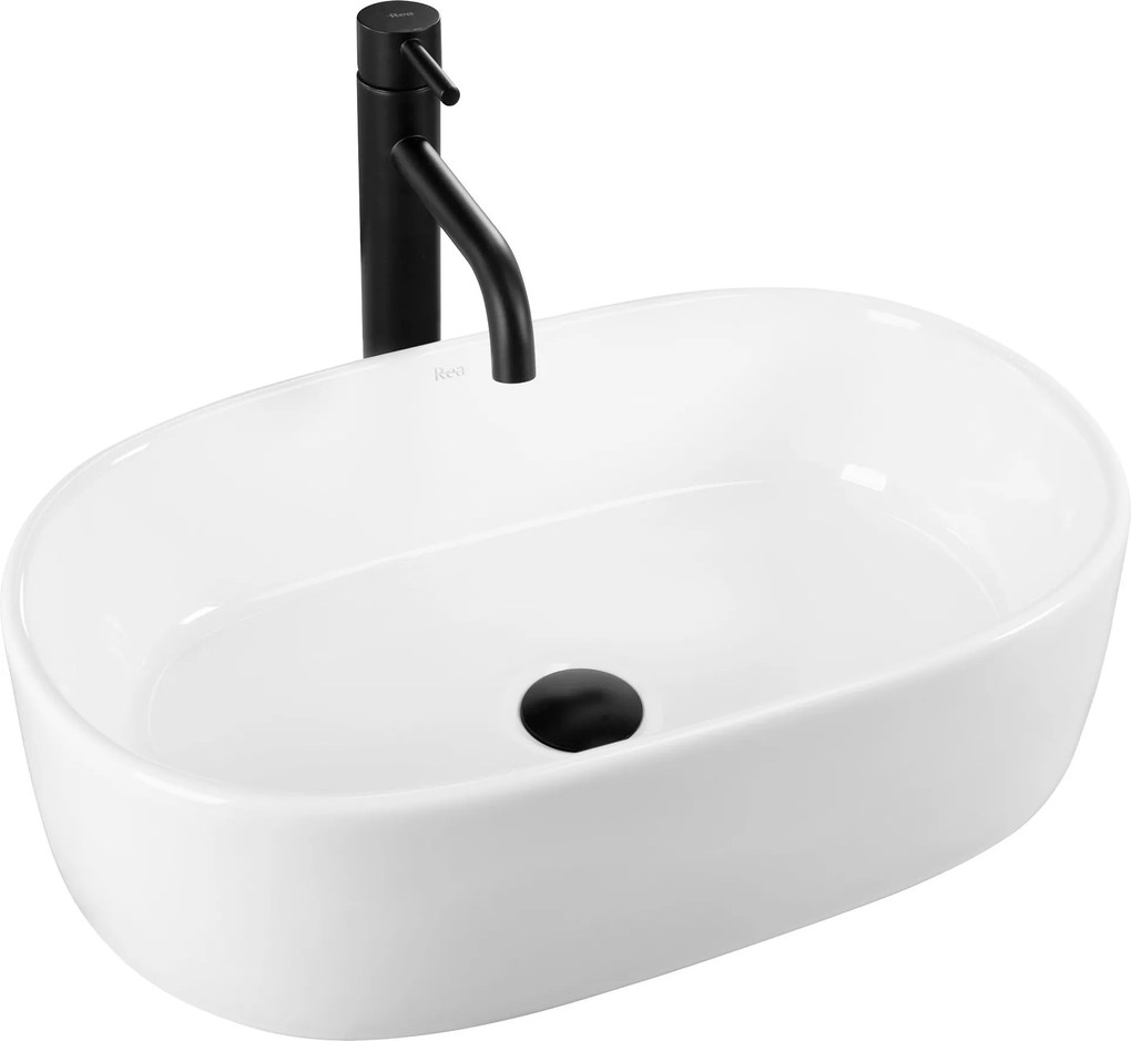 Rea Alma, umývadlo na dosku 570x360x150 mm, biela lesklá, REA-U0600