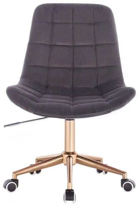LuxuryForm DESIGN Stolička PARIS VELUR na zlatej podstave s kolieskami - sivá
