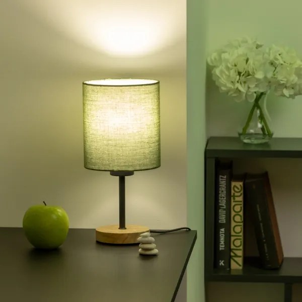 Brilagi - Stolná lampa NUBILA WOOD 1xE27/25W/230V dub/zelená