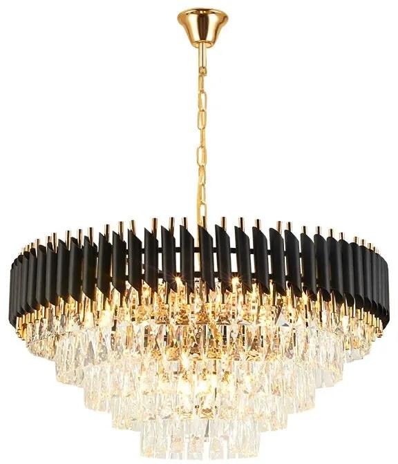 Toolight Toolight, stropná závesná krištáľová lampa 9xE14 APP1058-CP, čierna-zlatá, OSW-04400