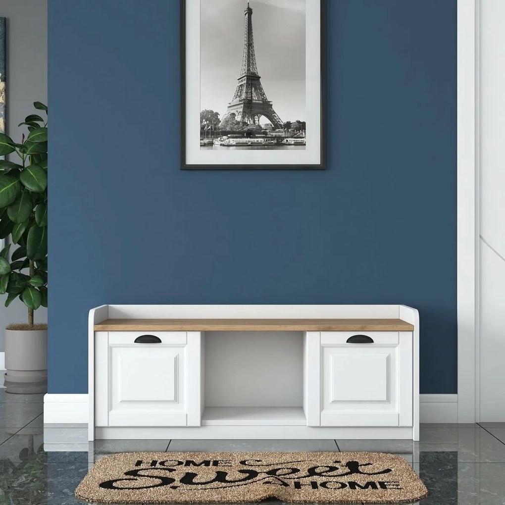 Skrinka na topánky Pilo White and Walnut