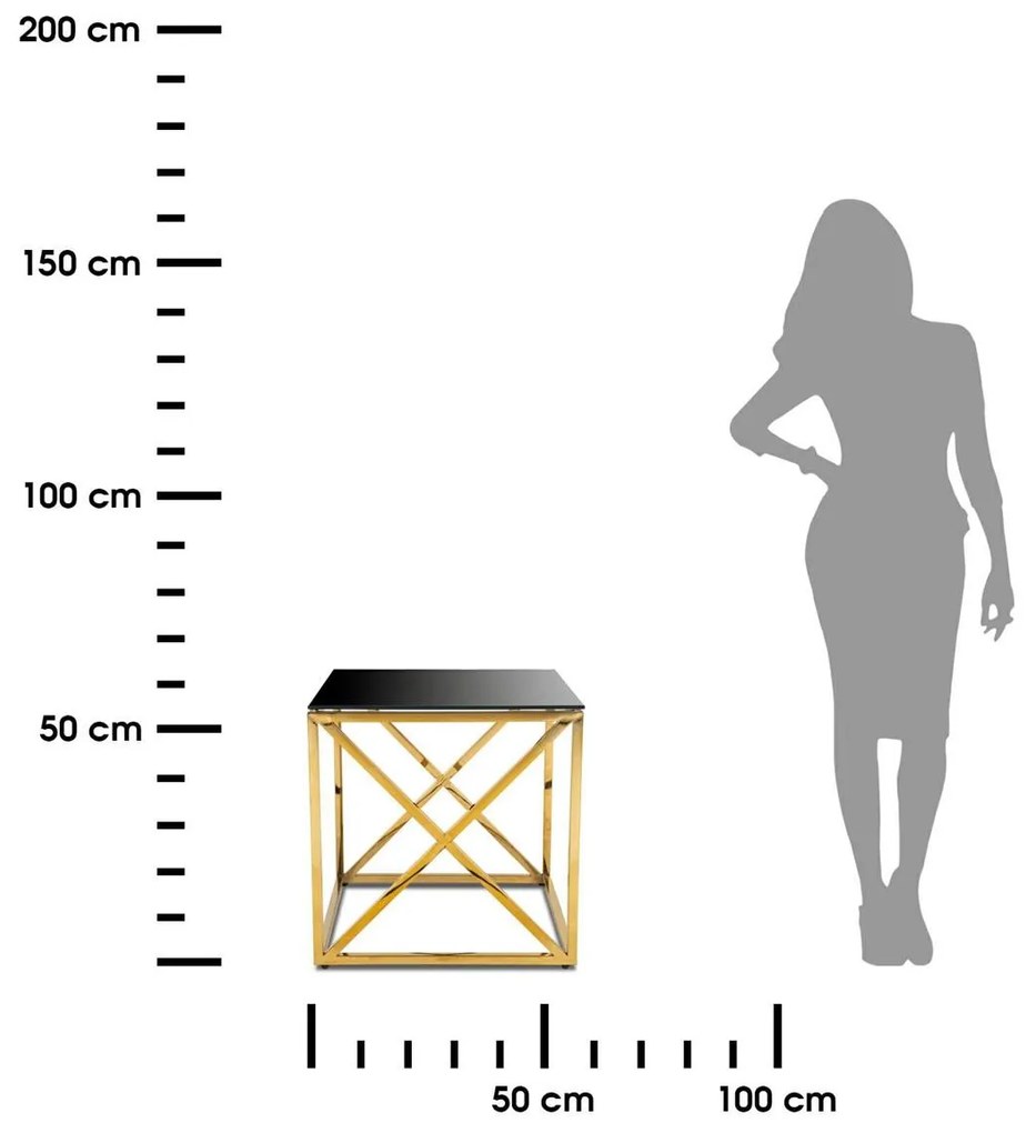 Odkladací stolík Nelja 55 cm čierny/zlatý