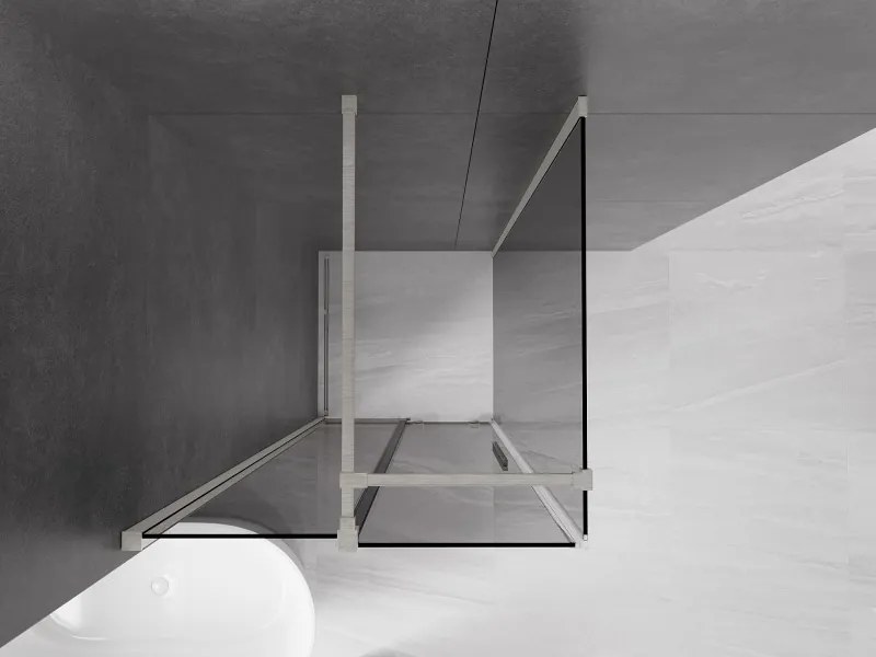 Mexen Velar, sprchový kút s posuvnými dverami 110 x 110 cm, 8mm šedé sklo, brúsená oceľ, 871-110-110-41-97