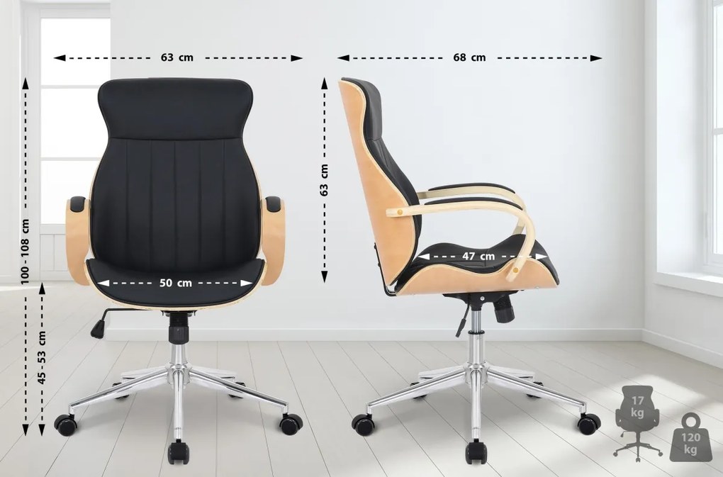 Design-Shop Kancelárska stolička Melilla - drevo natura - Čierna