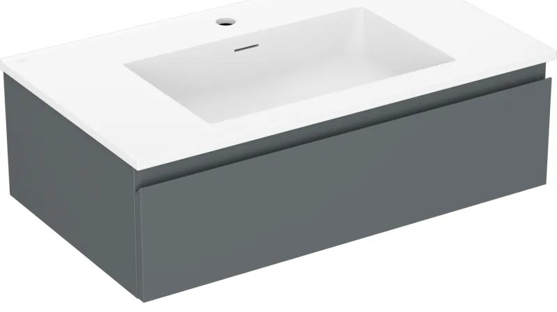 Mexen Orio, kúpeľňová skrinka 80 cm s umývadlom Otis, 1 zásuvka, grafitová matná/biela matná, 91A10-08023-1-BF66-W18M01