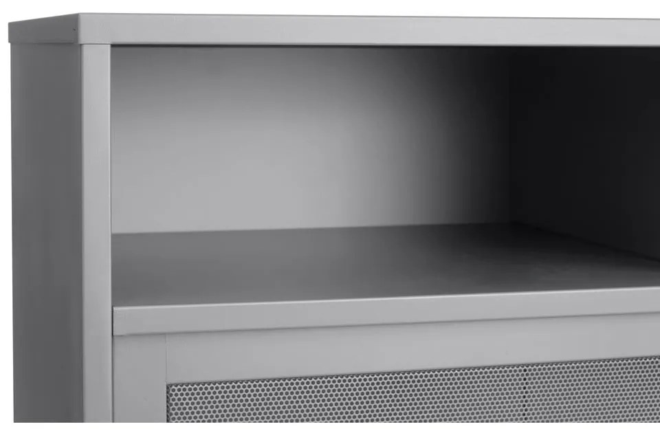 Sivá kovová skrinka s posuvnými dverami 90x140x40 cm Veep – Unique Furniture