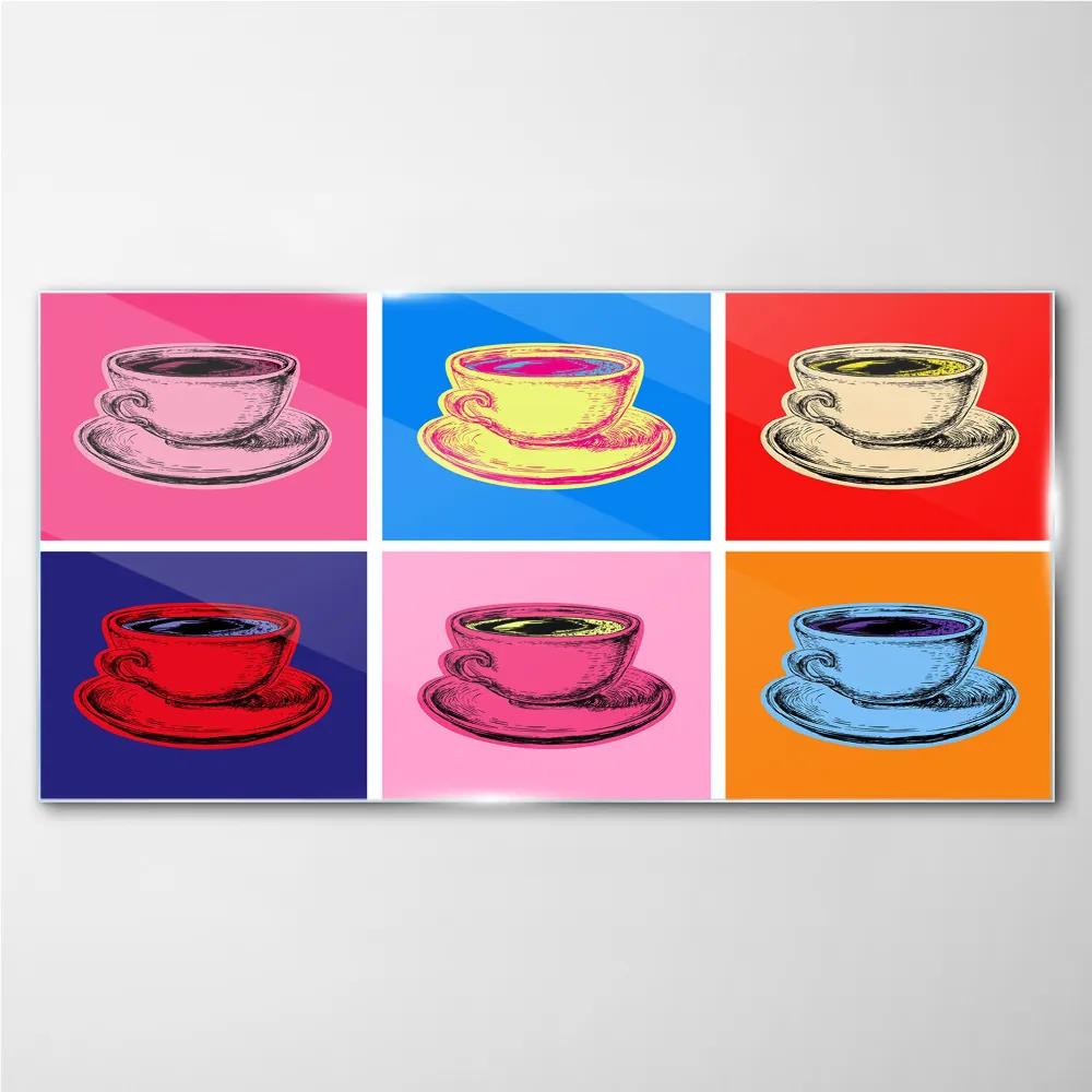 Skleneny obraz Abstrakcia šálok kávy nápoje