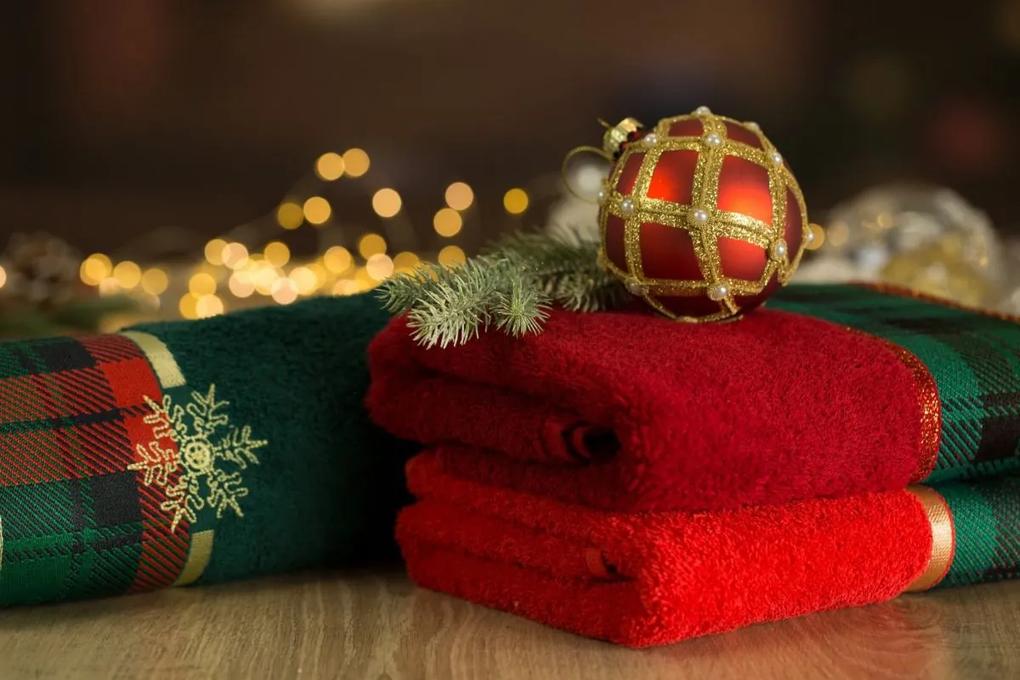 Bavlnený vianočný uterák so žakárovým okrajom
