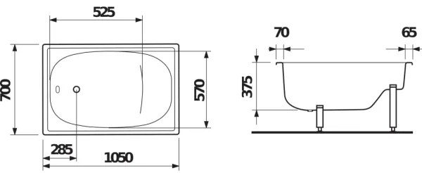 JIKA H2340000000001 - Sedacia vaňa RIGA 105x70 oceľ/biela