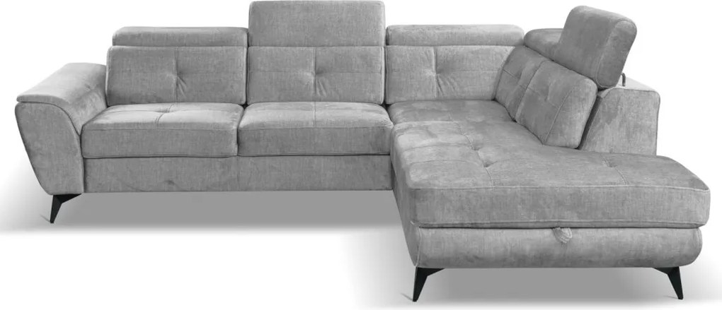 Rohová sedacia súprava Sergio, svetlo šedá látka, pravý roh