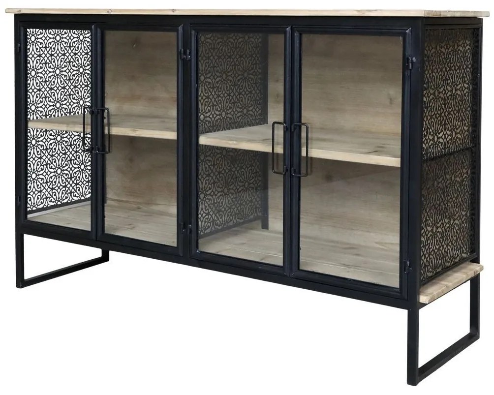 Prírodne čierna kovová drevená komoda/ príborník Vence - 121*38*80 cm