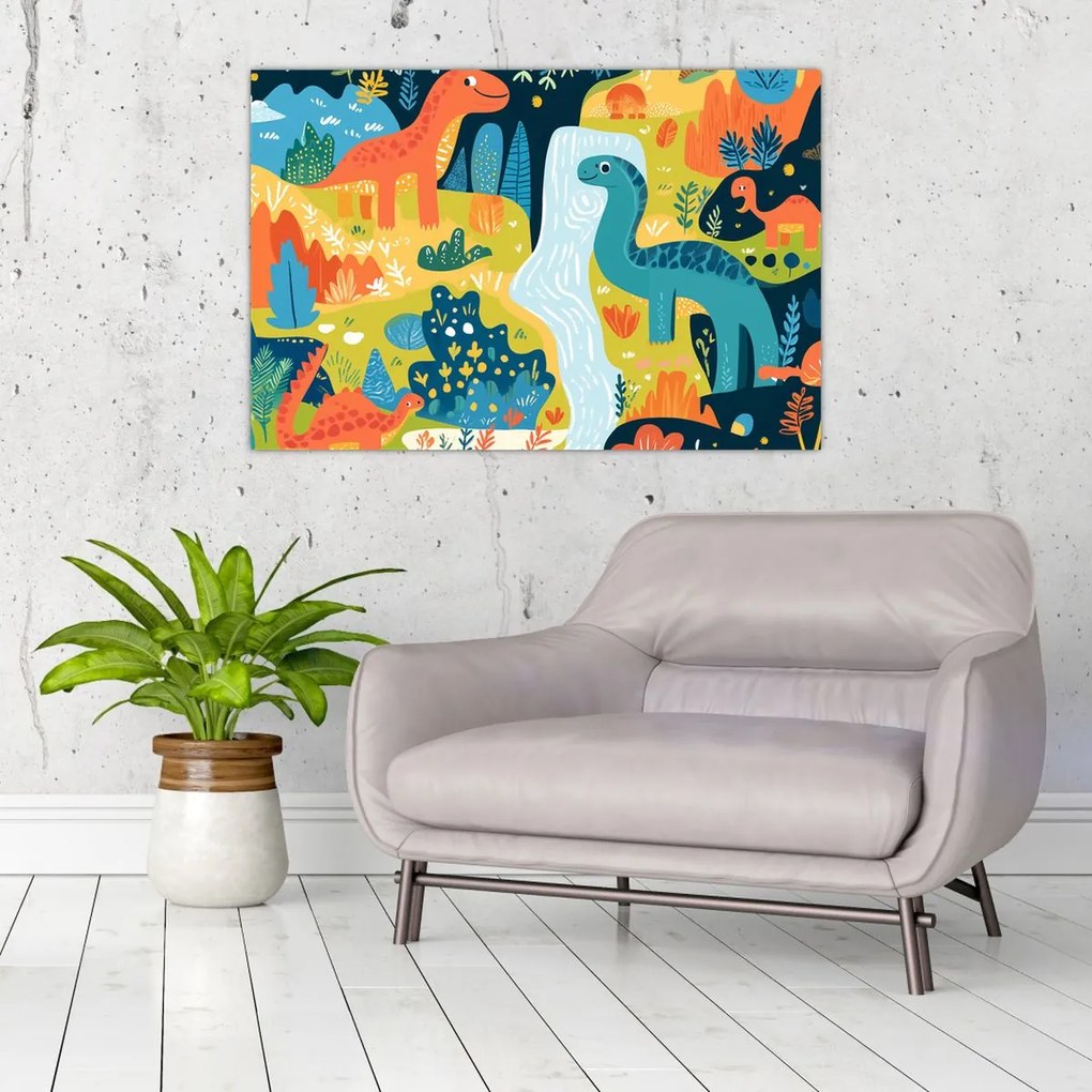Obraz - Veselí dinosaury (90x60 cm)