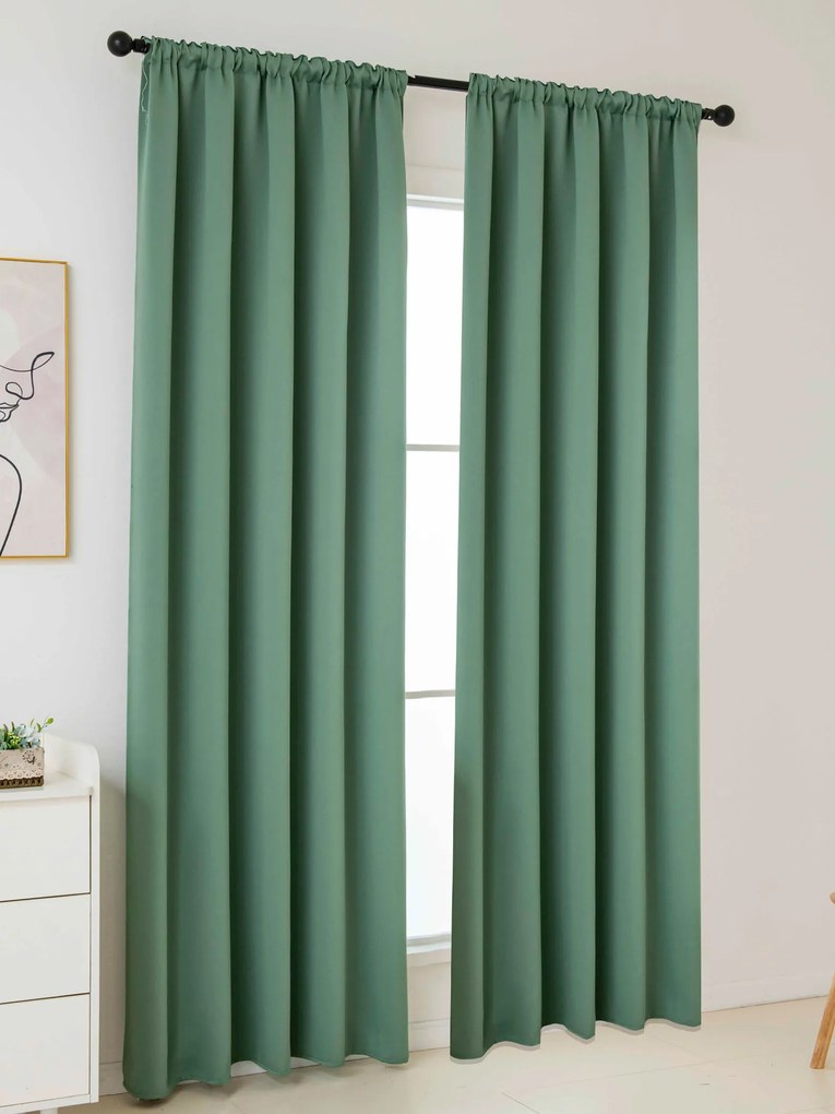 Blackout závesy Elias olivová – 140 × 280 cm (2 ks) - riasiaca stuha