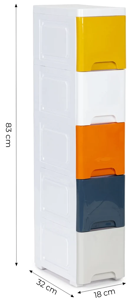 Regál na kolieskach s 5 zásuvkami MB0019-05B