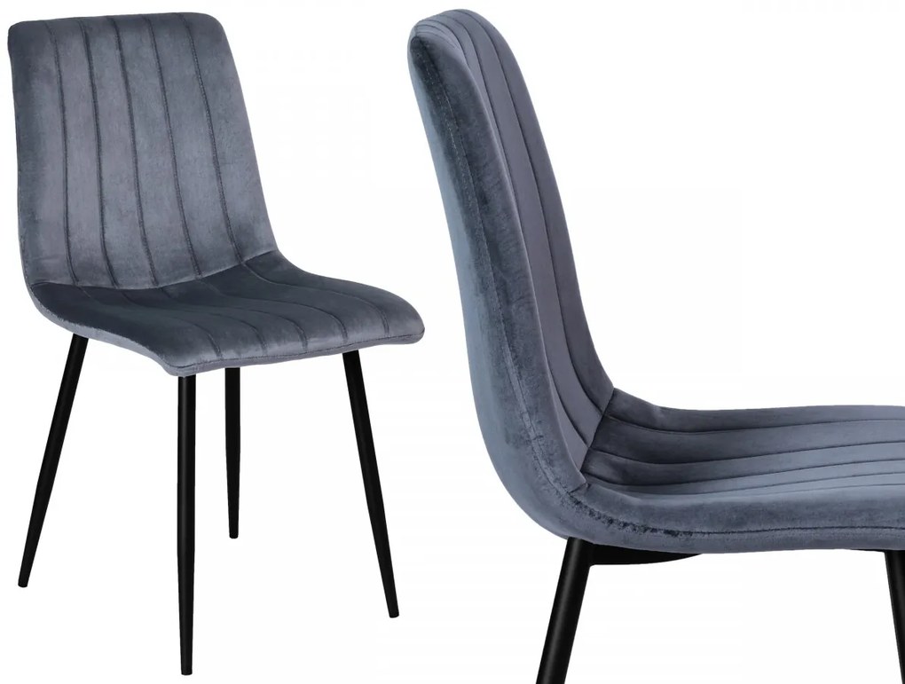 Čalúnená jedálenská stolička FRESNO zamatová sivá