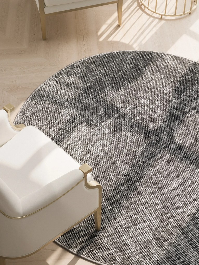 ELLE Decoration, Kusový koberec Brilliance Prisma 106310 Silver Grey z kolekcie Elle kruh, 200x200 (priemer) kruh, šedá, obývacia izba