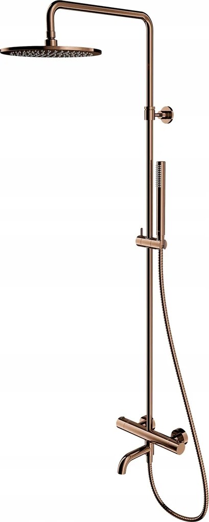 Termostatická Sprchová Stĺpa Medená Lesklá S Vaňovým Výtokom