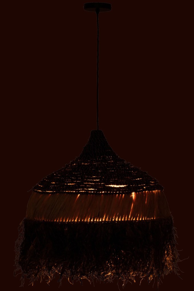 Závesné čiernopřírodní ratanové svetlo Raffia L - Ø 50*65 cm/ E27