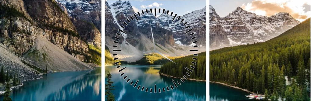 Obraz - Kanada, Národný park Banff, Moraine Lake (s hodinami) (90x30 cm)