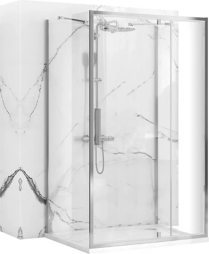 3-stenný obdĺžnikový sprchový kút REA RAPID SWING 120 x 80/zástena cm, chróm/transparent - bez vaničky