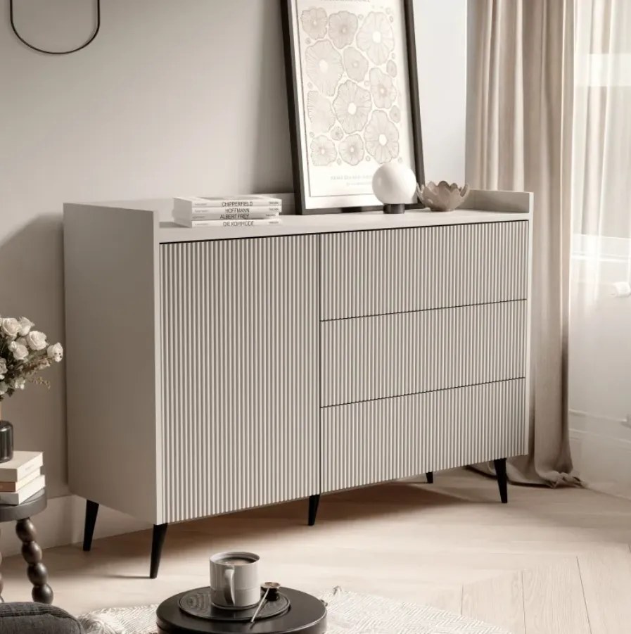 Moderná komoda CONNER kašmír 126 cm