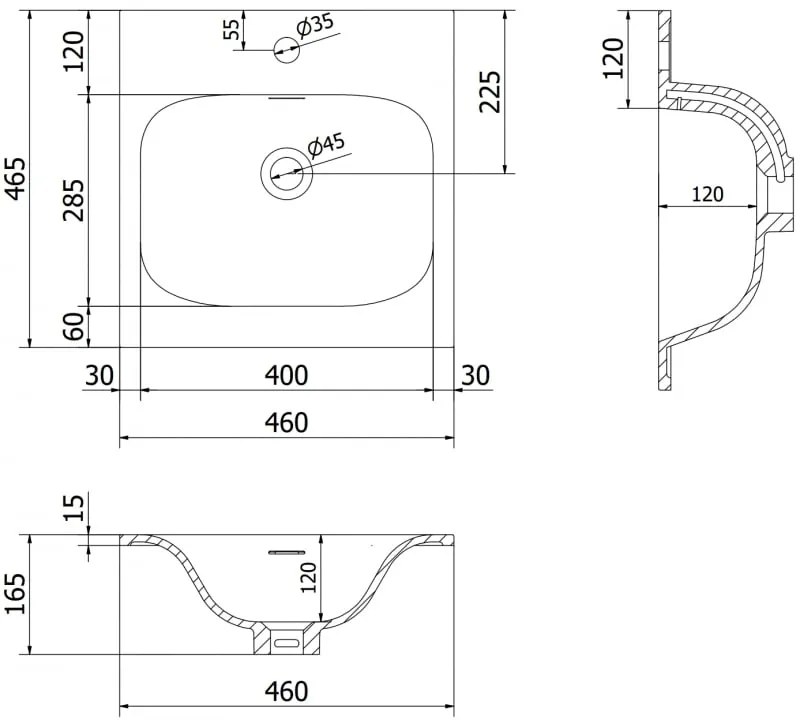 Mexen Vela, umývadlo na zapustenie 46 x 46,5 cm, biela matná, 25234501