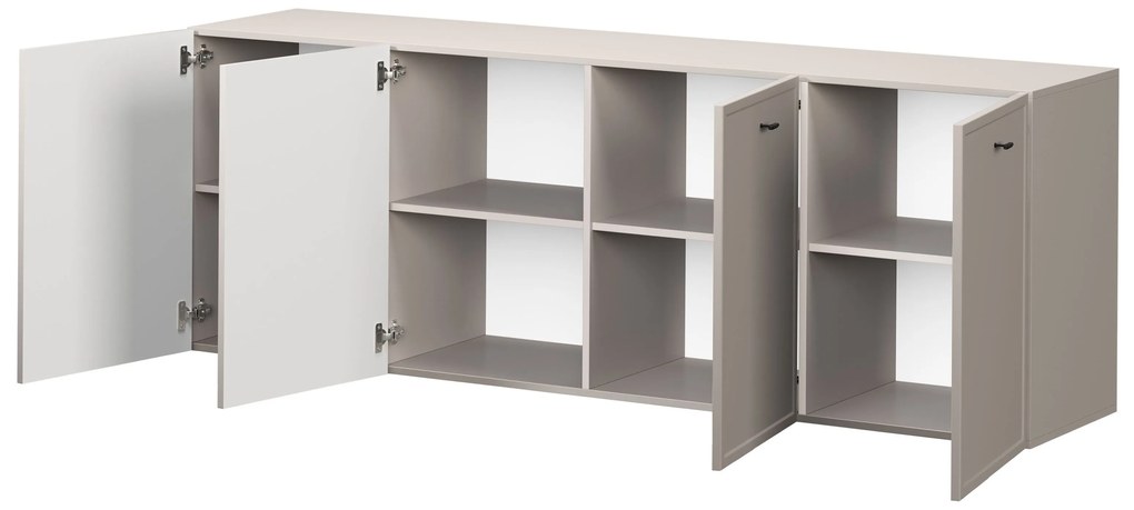 Závesná komoda Lorini 200 cm - kašmírová / čierne úchytky T