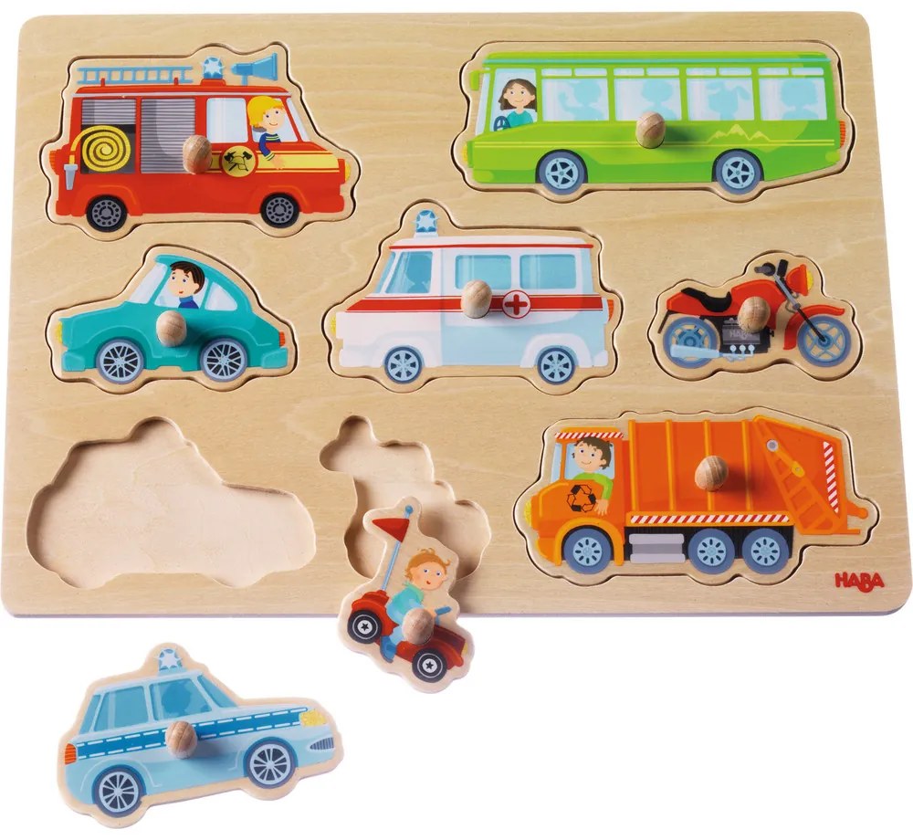 Drevené vkladacie puzzle - dopravné prostriedky
