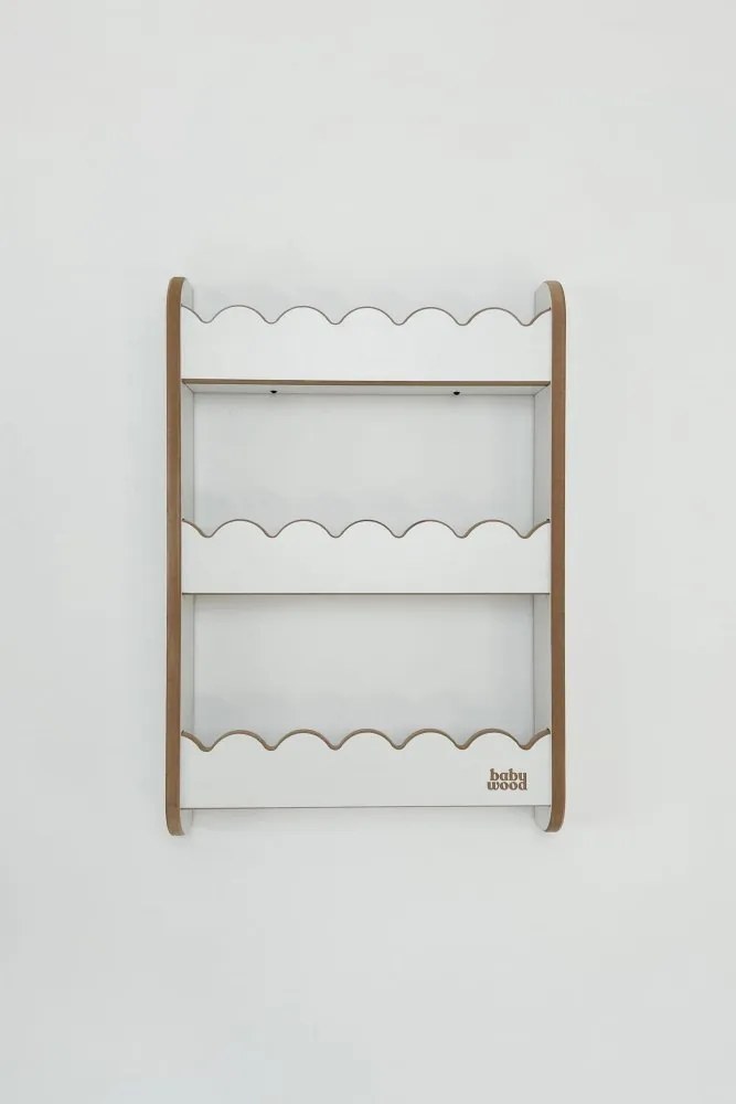 Detská nástenná polica malá – 3 úrovne úložného priestoru Prírodná
