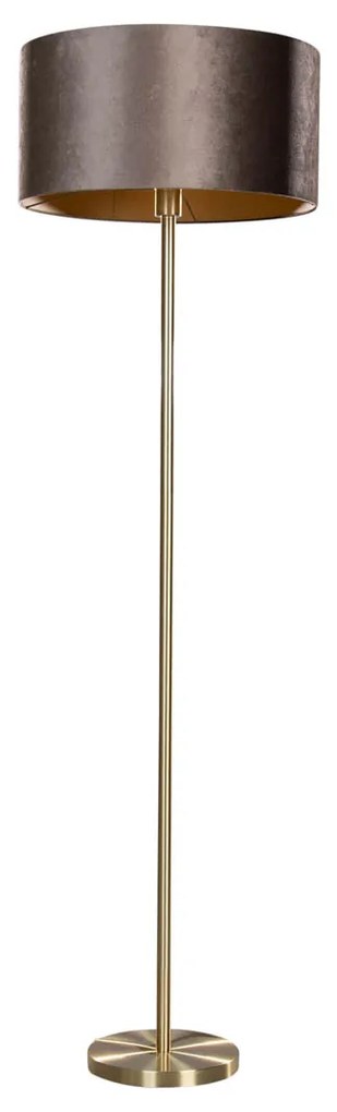 Stojacia lampa mosadz s velúrovým tienidlom hnedá 40 cm - Simplo